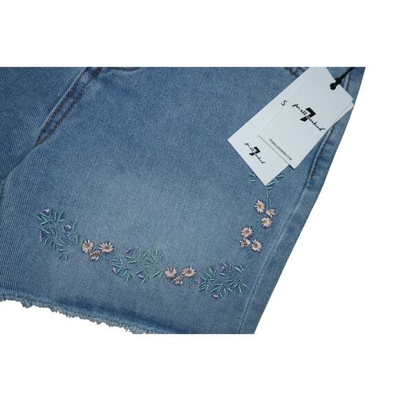 7 For All Mankind Girls High Waisted Embroidered Denim Shorts Size 10 - Picture 3 of 5